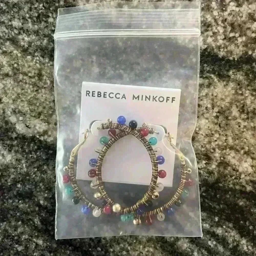 Rebecca minkoff multi colored beaded hoop earrings